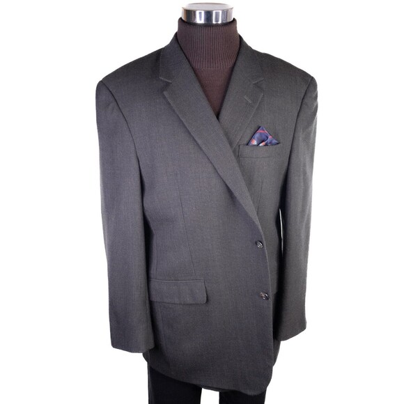 Jos A Bank Traveler's Sport Coat Blazer Jacket Mens 48L Olive 2 Buttons Wool EUC - Picture 2 of 13